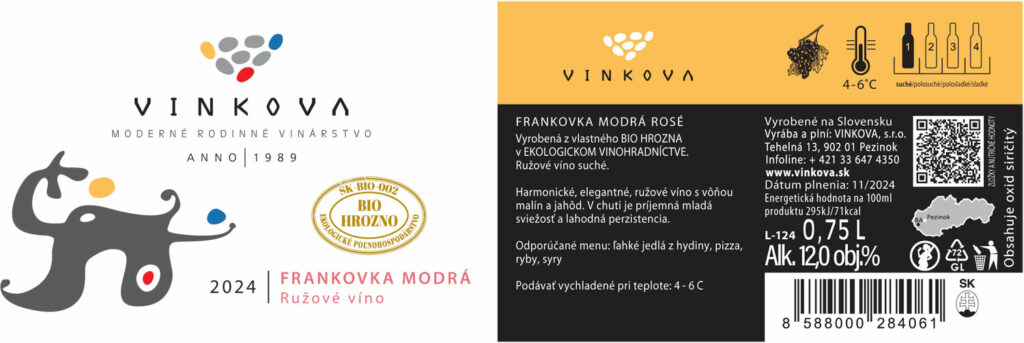 FRANKOVKA MODRÁ ROSÉ 2024 - Masárska - BIO hrozno - suché